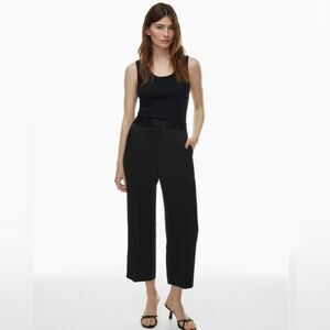 Aritzia Wilfred Black Cropped Satin Trouser Pants Size 6 Minimalist Evening
